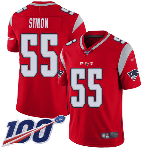 New England Patriots Football #55 100th Season Inverted Legend Limited Red Men John Simon NFL Jersey